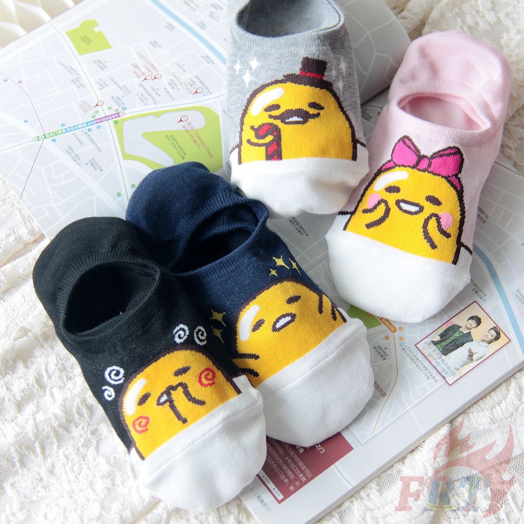 ถุงเท้าข้อสั้น ลายการ์ตูน Sanrio Gudetama 1 คู่ ถุงเท้ากีฬา แบบมองไม่เห็น แฟชั่นแปลกใหม่ (5 สไตล์)