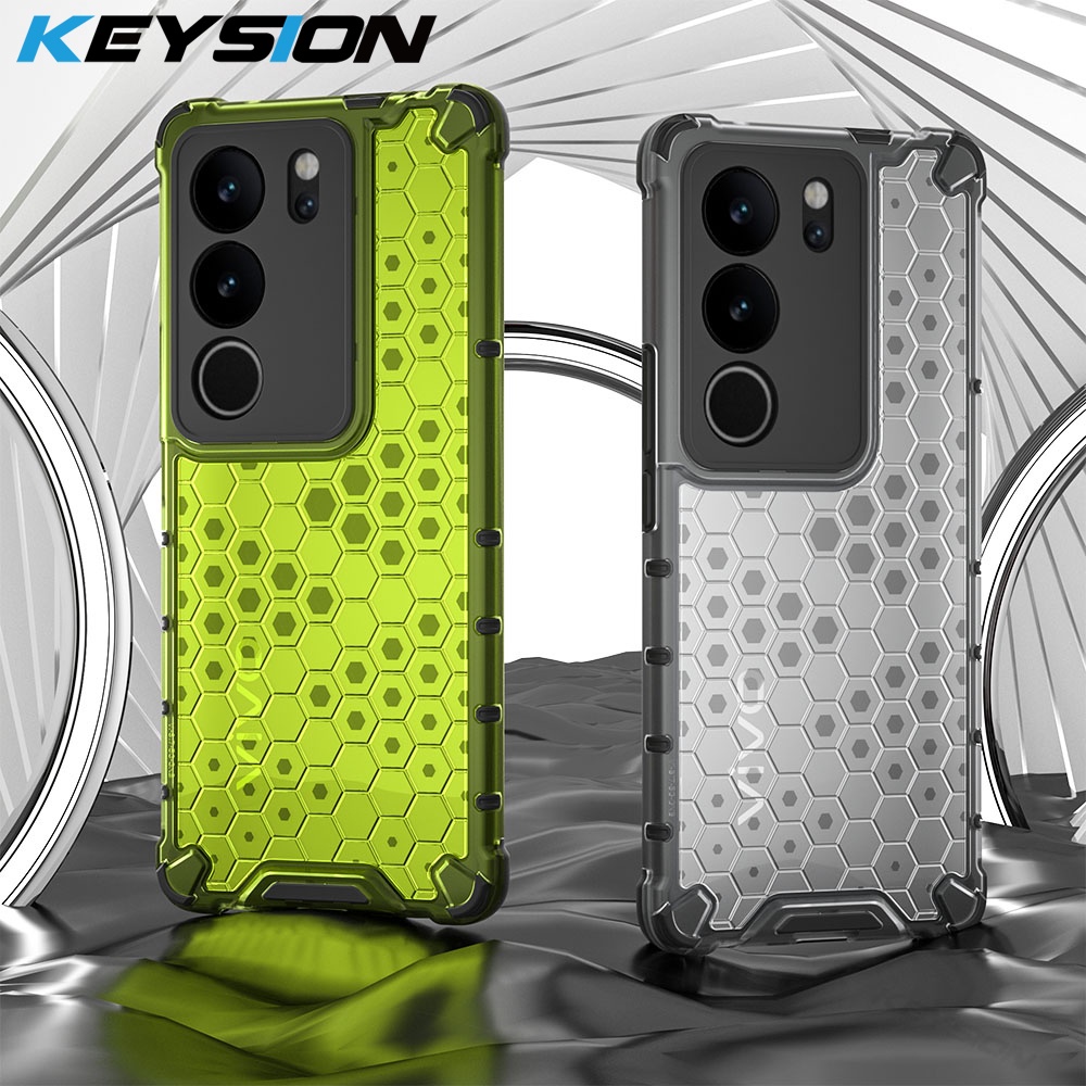 Keysion เคสโทรศัพท์ซิลิโคน PC ใส ลายรังผึ้ง กันกระแทก สําหรับ VIVO V29 5G V27 V27 5G V27e