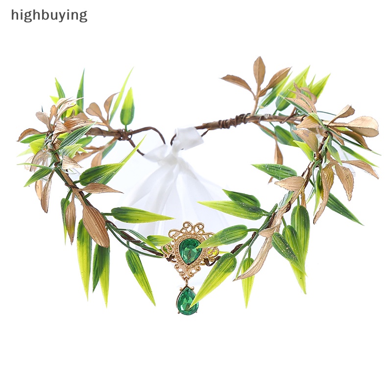 [highbuying] ใหม่ มงกุฎดอกไม้ เจ้าหญิงเอลฟ์ ใบไม้ แฮนด์เมด พลอยเทียม แฟรี่ ฮาโลวีน สําหรับผู้หญิง งานแต่งงาน พร้อมส่ง