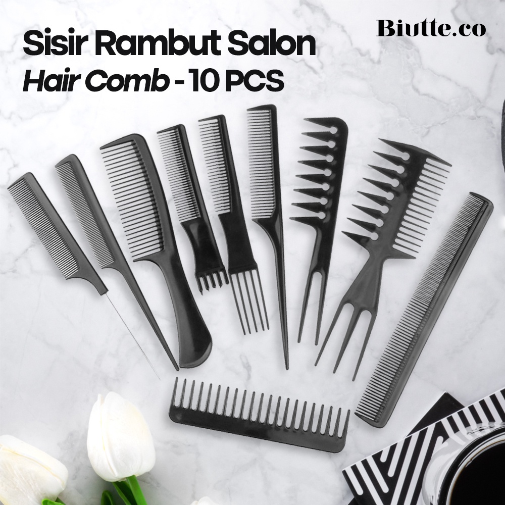 Biutte.co Salon หวีผม 10 ชิ้น - YS-254 - สีดํา