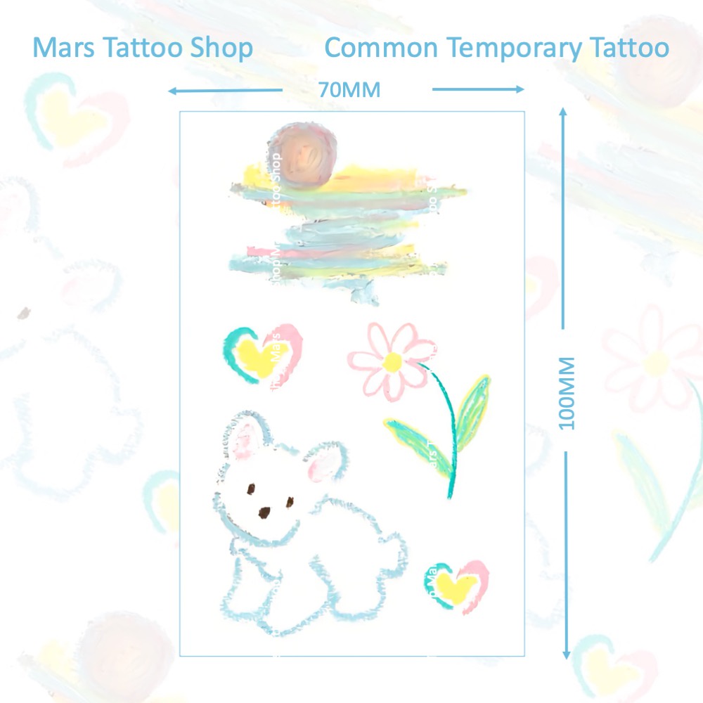 Mars Tattoo รอยสักชั่วคราว สติ๊กเกอร์ติดทนนาน น่ารัก CSZ011