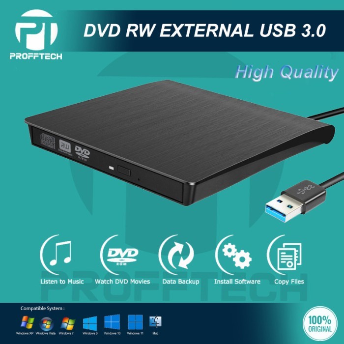 DVD-RW CD-RW ภายนอก เครื่องเล่นเตาไดรฟ์คอมโบ USB 3.0 โปรฟเทค