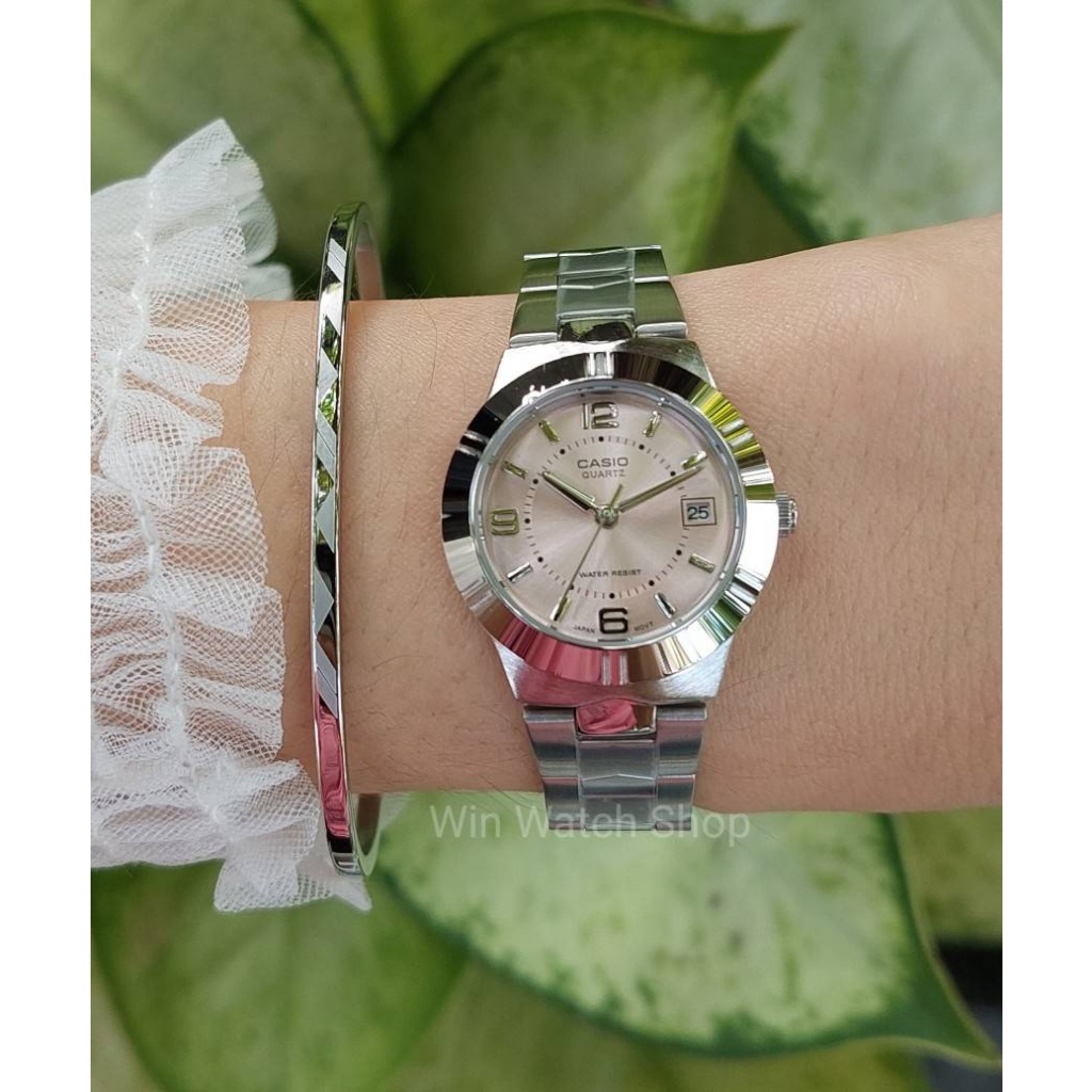 Power Watch นาฬิกา Casio รุ่น LTP-1241D-4A นาฬิกาข้อมือผู้หญิง สายสแตนเลส หน้าปัดชมพู ของแท้ 100% ประกันศูนย์ CMG 1 ปี