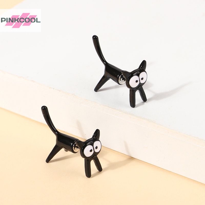 Pinkcool 1 คู่ ตลก ขนาดเล็ก แมวดํา บุคลิกภาพ ต่างหู สําหรับผู้หญิง น่ารัก การ์ตูนคิตตี้ สัตว์ ต่างหู เทรนด์ ปาร์ตี้ เครื่องประดับ ของขวัญ ขายดี