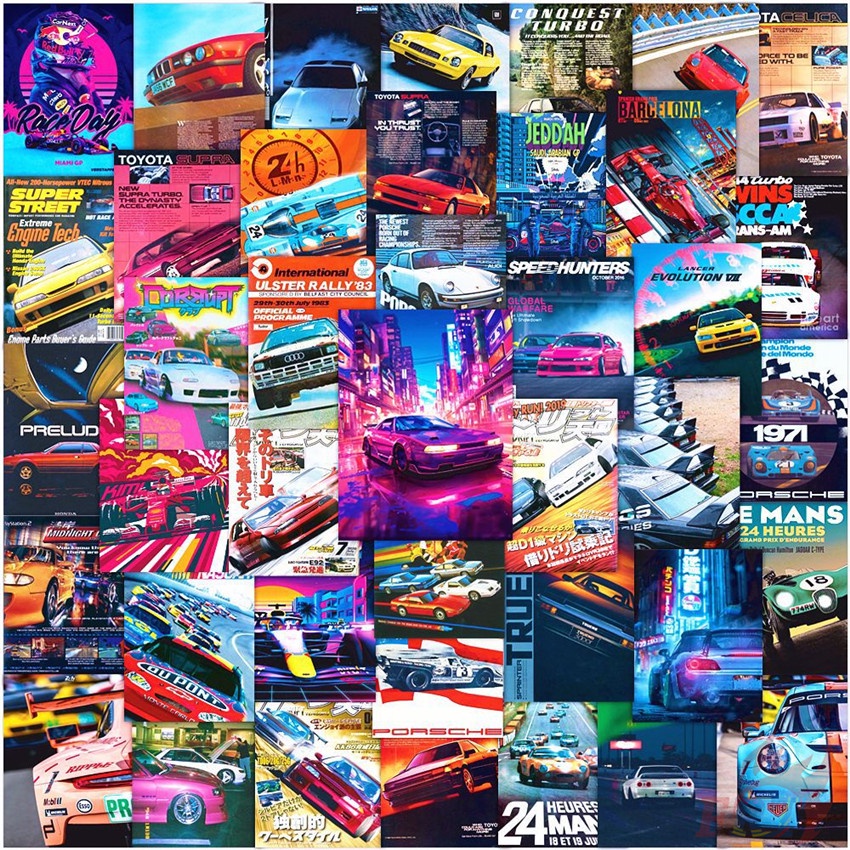 ❉ Super Street: Racer . JDM Car Poster Series 02 Stickers ❉ 50Pcs/Set Waterproof DIY Fashion Decals Doodle Stickers