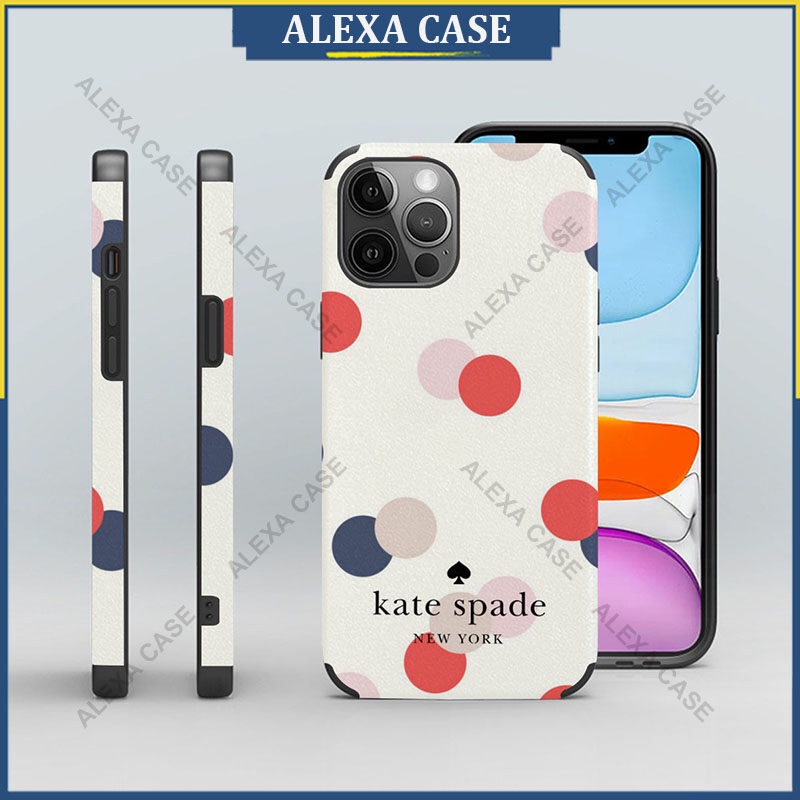 เคสป้องกันโทรศัพท์มือถือหนังแกะ ลาย Kate Spade สําหรับ iPhone 15 Pro Max 14 Pro Max 13 Pro Max 12 Pro Max XS Max 8 Plus SE 9QIZA4