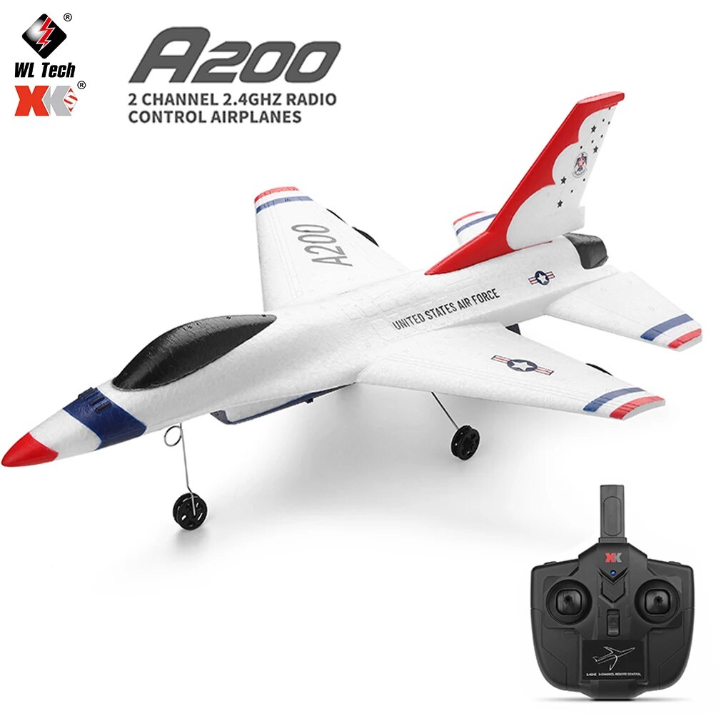 Wltoys XK A200 RC Airplane F-16B Drone 2.4G Aircraft 2CH Fixed-wing EPP Electric Model Remote Contro