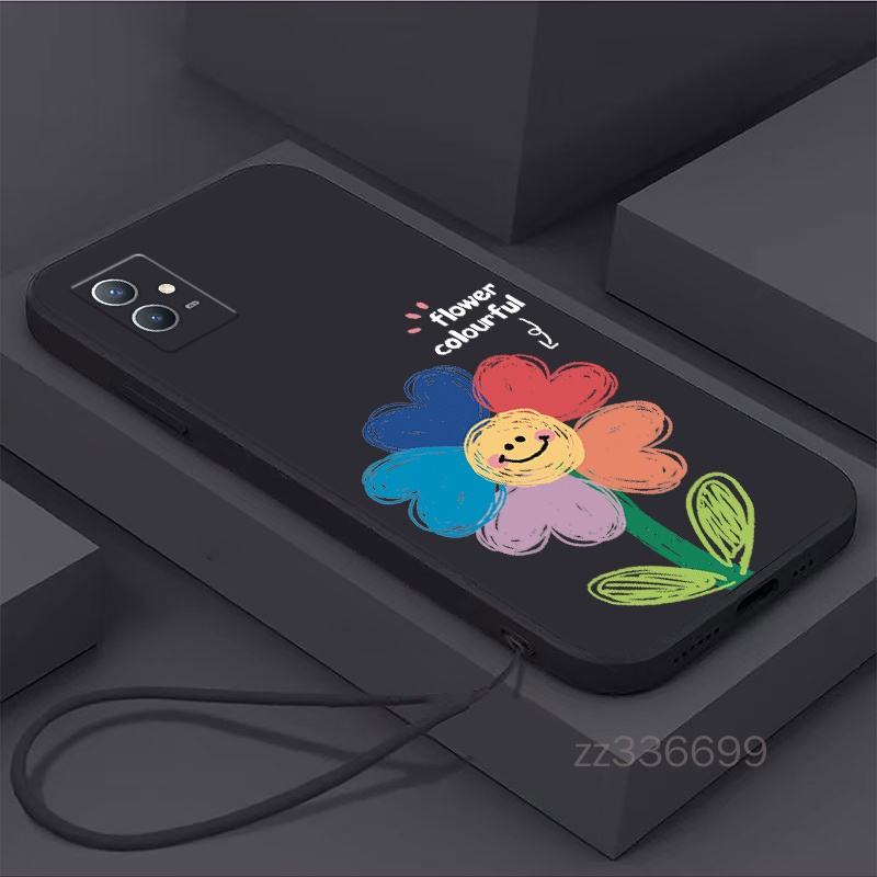 เคสโทรศัพท์ซิลิโคน ขอบตรง ลายดอกทานตะวัน สําหรับ VIVO Y21 VIVO Y21S T1X 4G VIVO Y33S 4G VIVO Y31 Y51