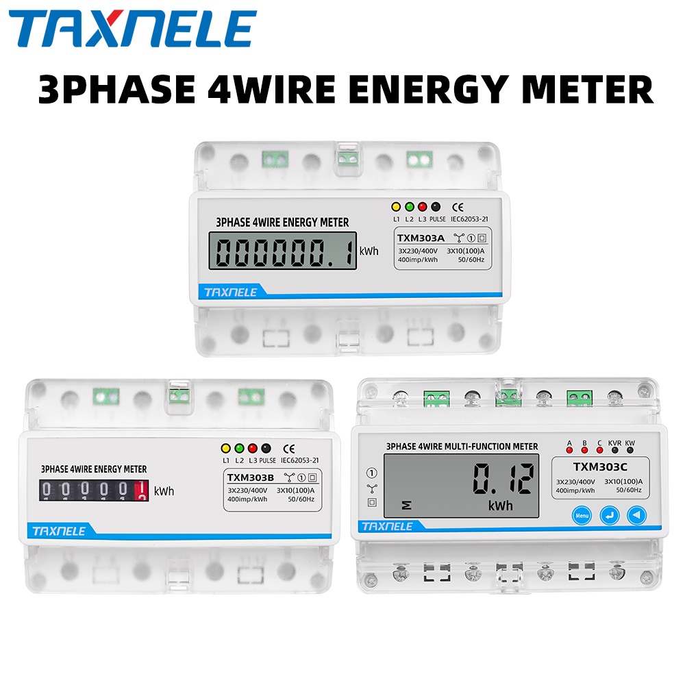 เครื่องวัดพลังงานไฟฟ้า 380V 3 เฟส 4 สาย อเนกประสงค์ kWh 100A AC LCD