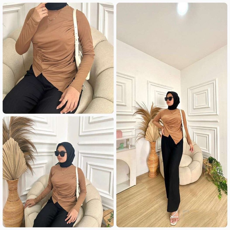 Tq88indonesia ล่าสุดเสื้อผู้หญิง / ALMA TOP / เสื้ออินเทรนด์ / เสื้อแขนยาว / เสื้อผ้าลําลองผู้หญิง