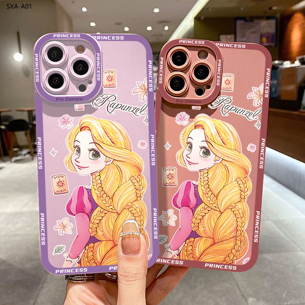 เข้ากันได้กับ Samsung Galaxy A01 A70 A72 A6 A7 A9 A9S Plus 2018 5G เคสซัมซุง สำหรับ Case Shockproof Silicone Cartoon Rapunzel Princess เคสโทรศัพท์ Angel Eyes