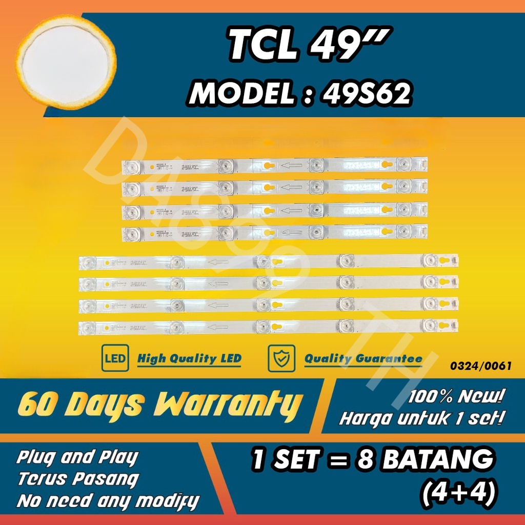 แถบไฟทีวี 49S62 TCL 49 นิ้ว LED TV BACKLIGHT (LAMPU TV) TCL 49 นิ้ว