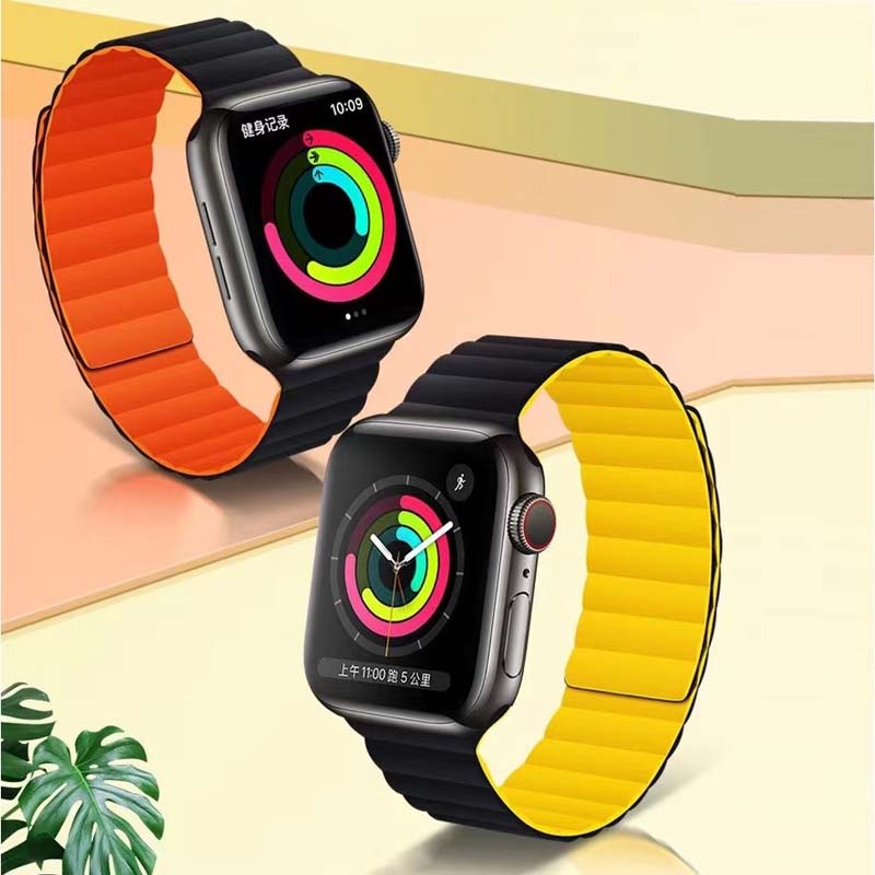 สายนาฬิกาข้อมือซิลิโคน แม่เหล็ก สําหรับ แอปเปิล watch Series 2 3 5 4 SE 6 7 8 iWatch Band 38 มม.44 มม. 40 มม. 41 มม. 49