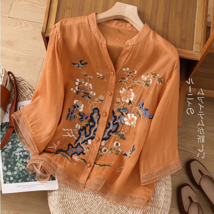 เสื้อคาร์ดิแกน ผ้าฝ้าย และผ้าลินิน ปักลาย ระดับไฮเอนด์ สไตล์จีน สําหรับผู้หญิง