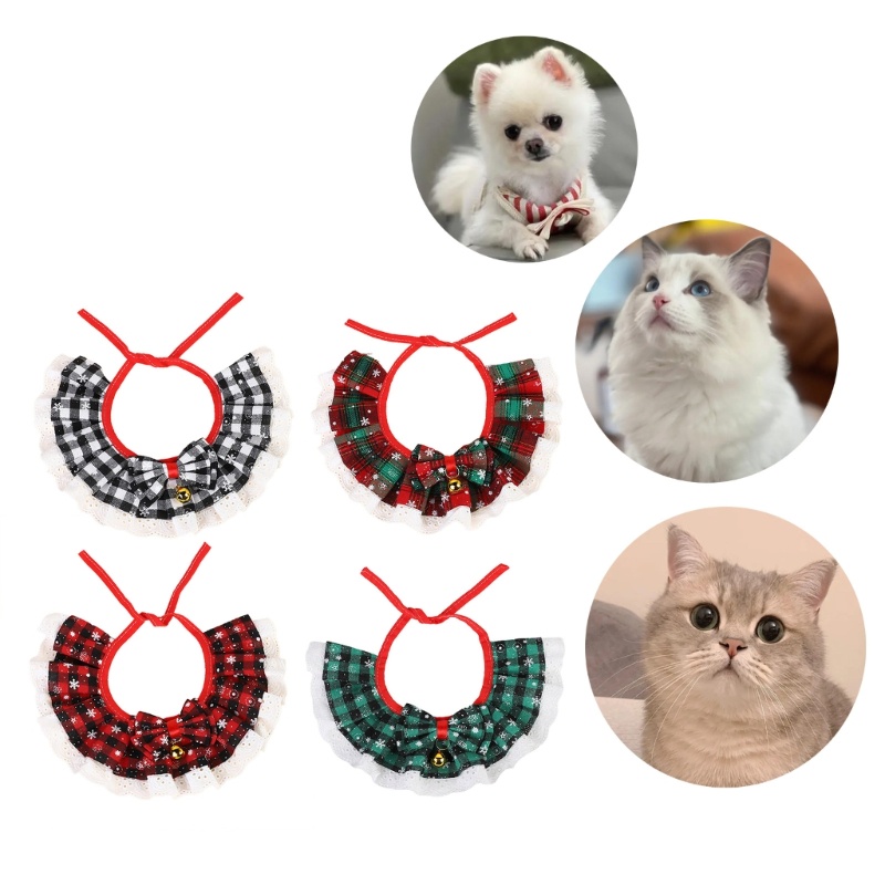 Yu Christmas Pet Saliva Towel Pet Neckwear Pet Collar Dogs Collar with Small Bells