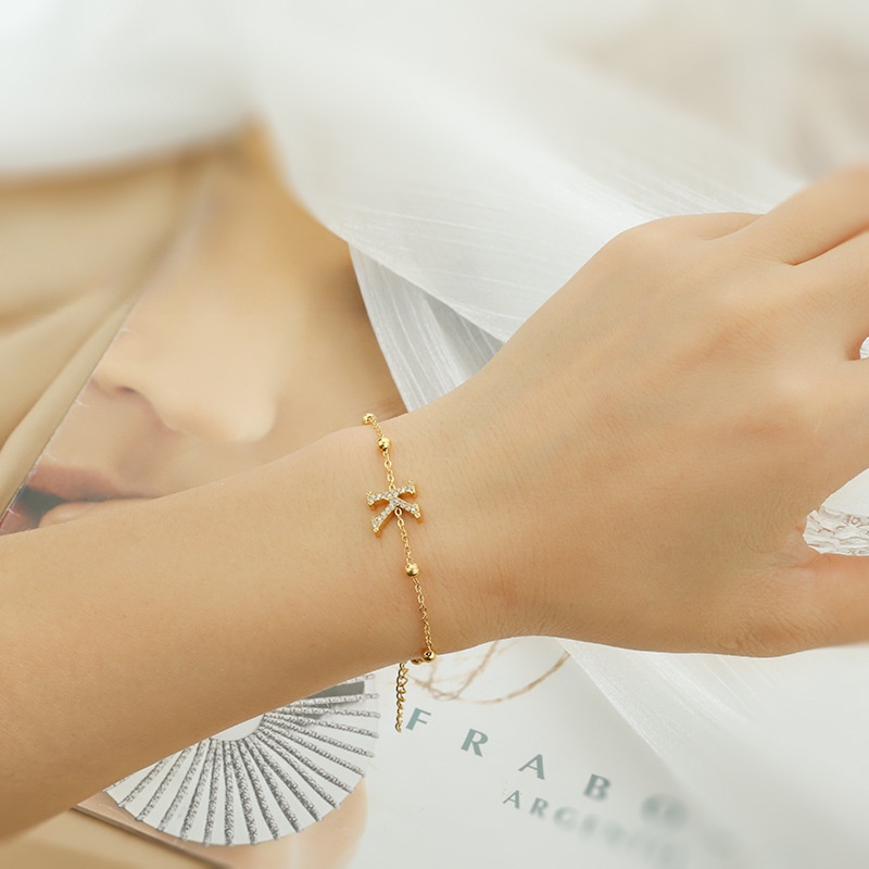 สร้อยข้อมือเหล็กไทเทเนียม ประดับเพชร เพทาย ลายตัวอักษร K หรูหรา ระดับไฮเอนด์ แฟชั่นเรียบง่าย