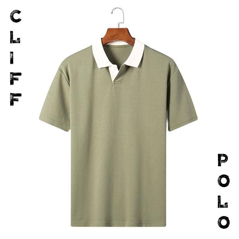 CLIFF polo เสื้อโปโล ผู้ชาย ปกพับ ผสมสี สไตล์ที่ไม่ซ้ำกัน แฟชั่นยอดนิยม