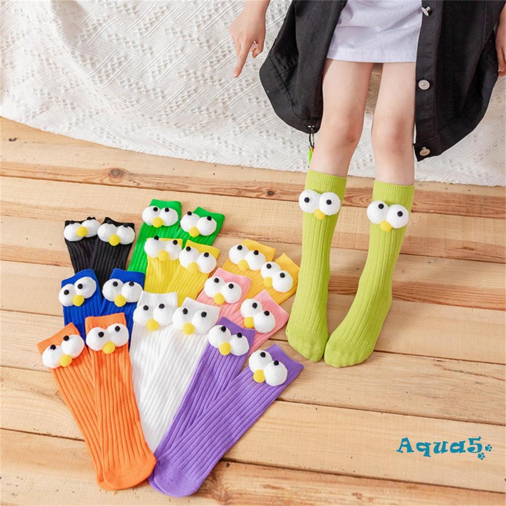 Aqq- ถุงเท้าข้อสูง ยาวถึงเข่า นิ่ม ตลก ตาโต ถุงน่องเด็กวัยหัดเดิน ถุงเท้าสูง