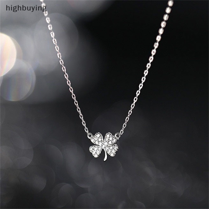 [highbuying] สร้อยคอโซ่ จี้ใบโคลเวอร์สี่แฉก ใบโคลเวอร์นําโชค สร้อยคอโช้คเกอร์ คริสตัลเพทาย เครื่องประดับ สําหรับผู้หญิง สินค้าใหม่ พร้อมส่ง - รูปที่ 3