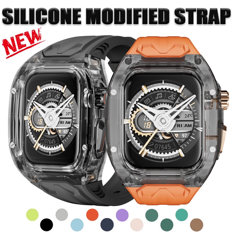 สายนาฬิกาข้อมือซิลิโคนใส 9 8 7 6 5 4 se สําหรับ Ap ple watch 44 มม. 45 มม.