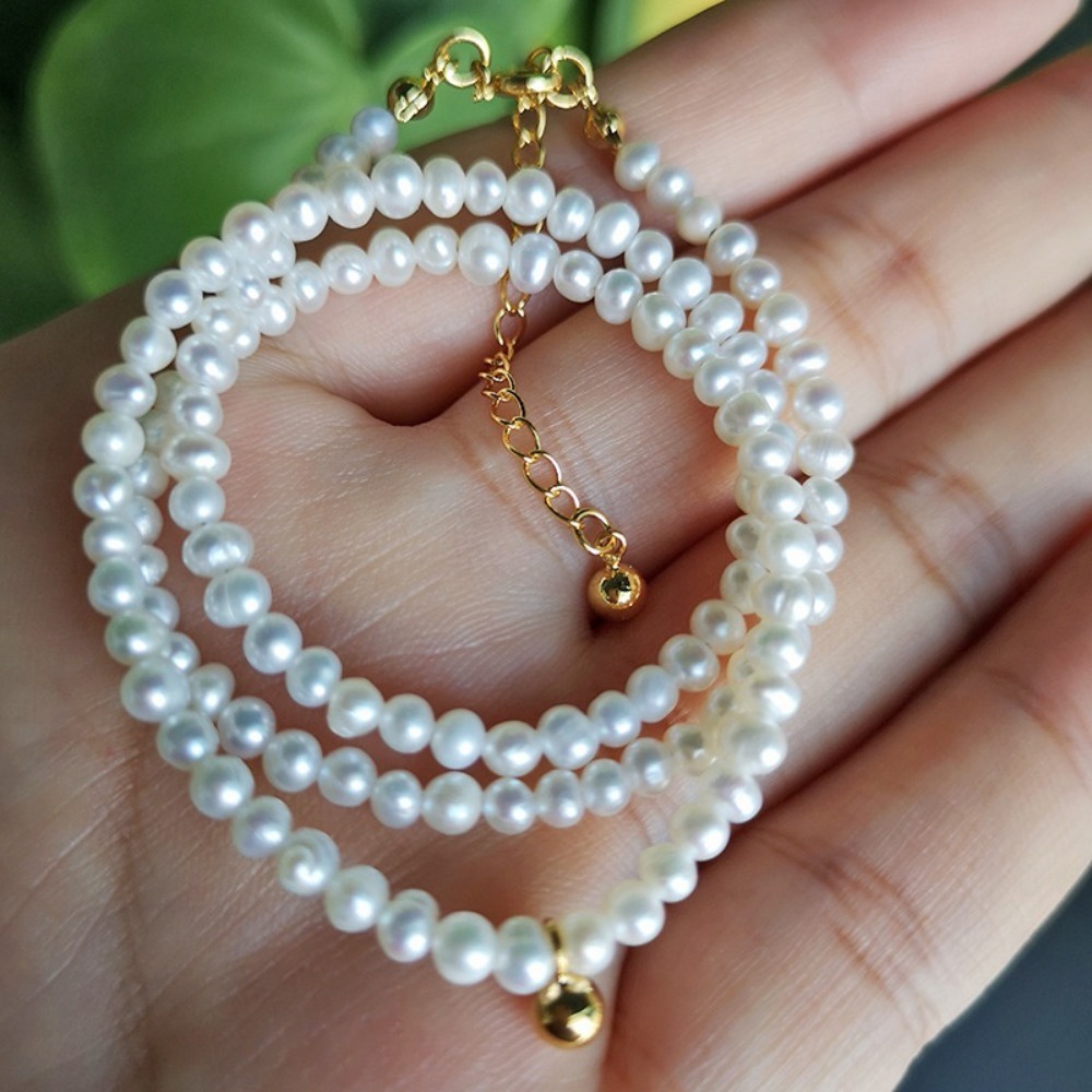 A HELLO GIRL เครื่องประดับ สร้อยคอโชคเกอร์ ประดับไข่มุกเทียม สีทอง สีเงิน แบบเรียบง่าย แฟชั่นสําหรับผู้หญิง