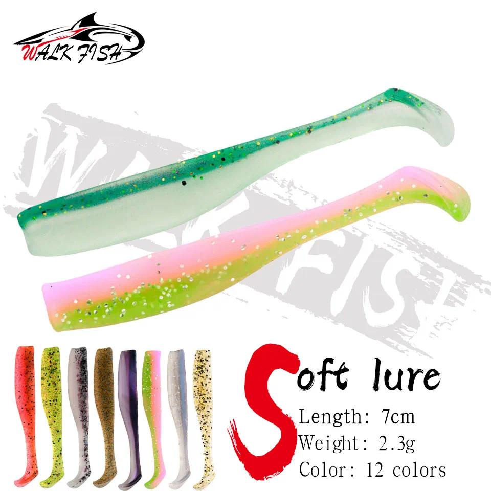 Walk FISH 6 ชิ้น Tpr เหยื่อตกปลาแบบนุ่ม 70 มม. 2.3 กรัม
