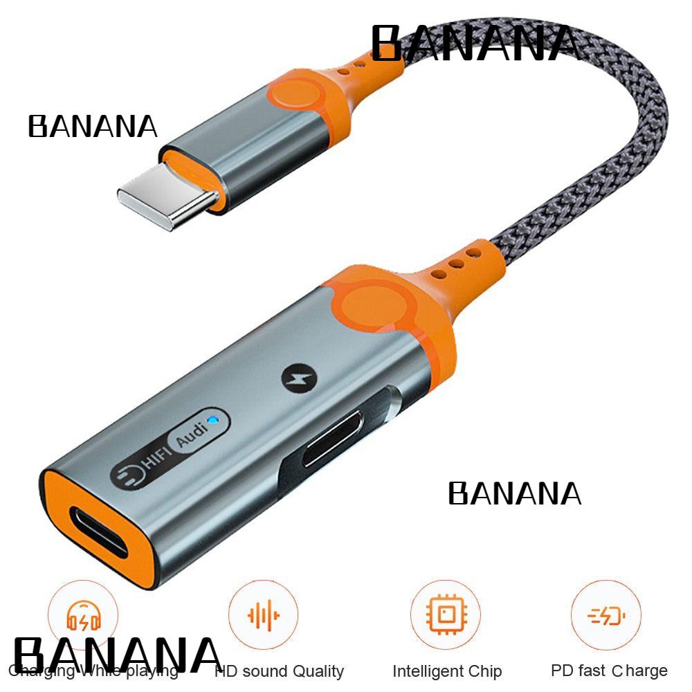 Banana1 อะแดปเตอร์แปลงสายหูฟัง USB C เป็น USB C คู่ PD 60W Type C ชาร์จเร็ว 2 in 1 สําหรับ iPhone 15 Huawei