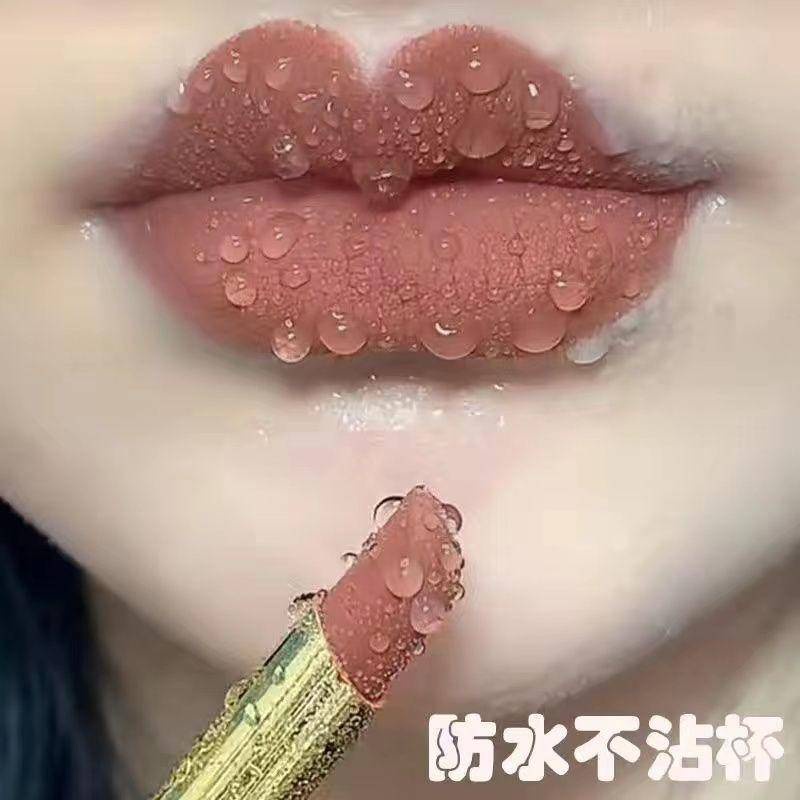 ลิปสติก สีนู้ด 8 สี ไม่จางหาย และไม่สัมผัสถ้วยชานม Cinnamon กันน้ํา ติดทนนาน