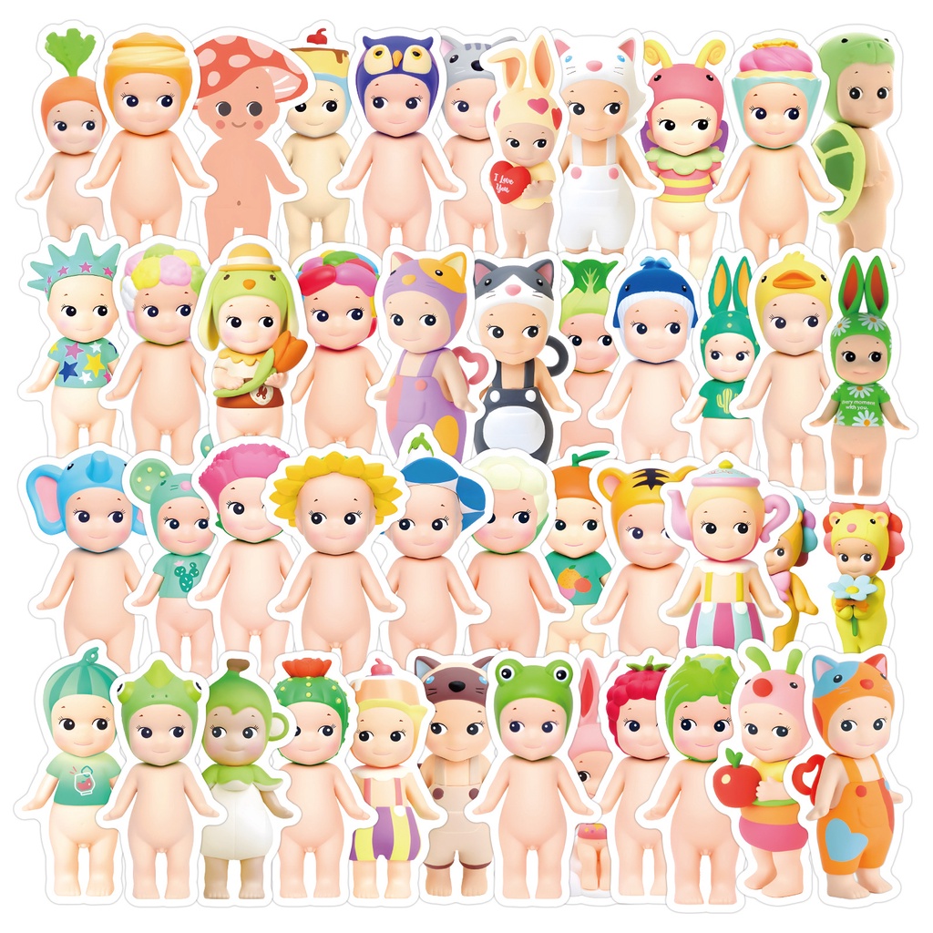 สติกเกอร์ PVC ลายตุ๊กตา Sonny Angel น่ารัก กันน้ํา สไตล์ญี่ปุ่น มี 60 ชิ้น
