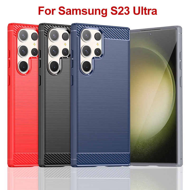 เคสโทรศัพท์มือถือคาร์บอน แบบนิ่ม กันกระแทก สําหรับ Samsung Galaxy S24 Ultra S21 S23 FE S22 Ultra Plu