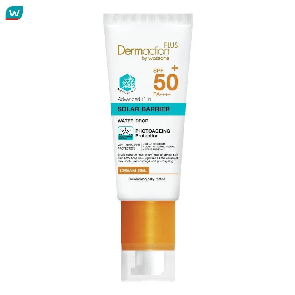 Dermaction Plus by Watsons เดอมาแอคชันพลัส บายวัตสัน แอดวานซ์ซัน โซล่าร์ แบริเออร์ ครีมเจล เอสพีเอฟ 50+ พีเอ++++