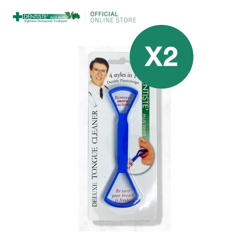 [แพ็ค 2] Dentiste' Plus White Tongue Cleaner แปรงทำความสะอาดลิ้น กำจัดแบคทีเรีย ลดกลิ่นปาก ใช้ได้ 2 