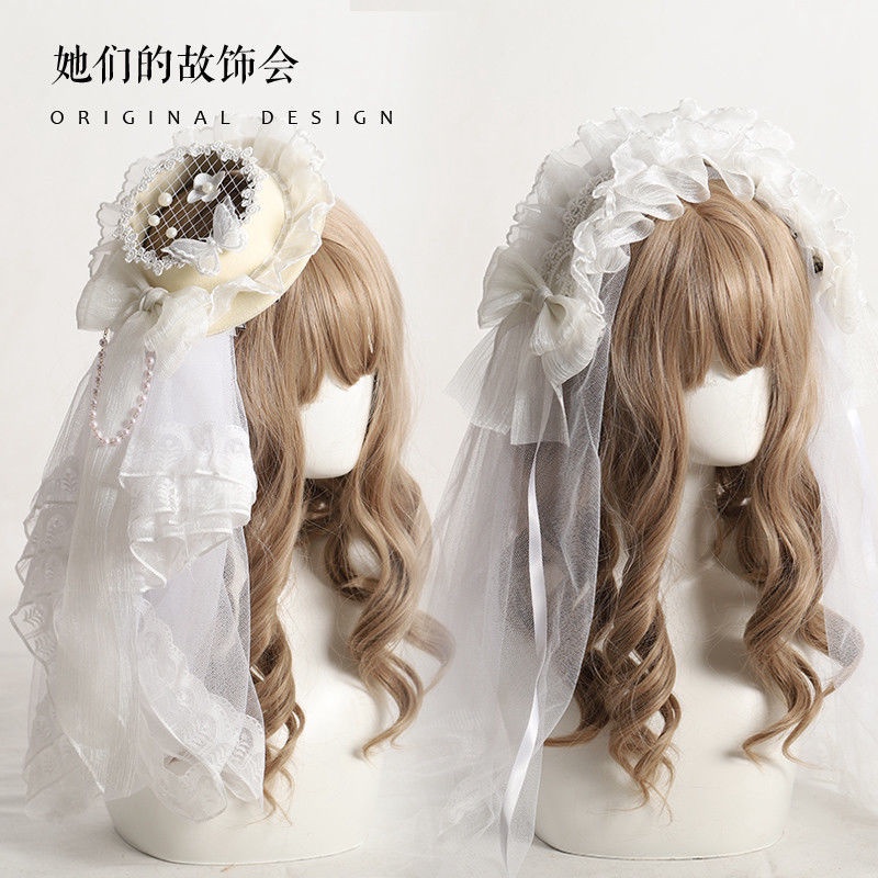 [เครื่องประดับผมโลลิต้า] ที่คาดผม แฮนด์เมด ขนาดเล็ก ลายดอกไม้ สีขาว สีดํา สีเบจ สไตล์โลลิต้า สําหรับเจ้าสาว