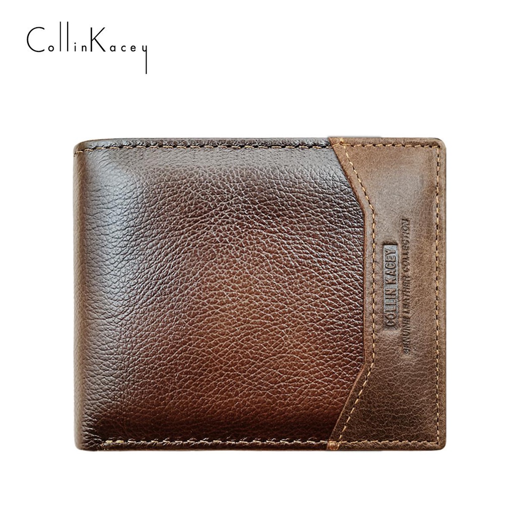 CollinKacey A20 กระเป๋าสตางค์ผู้ชายหนังแท้ ใบสั้น ทนต่อการสึกหรอ ซื้อกระเป๋าสตางค์แถมเข็มขัด ฟรีกล่องใส่กระเป๋า