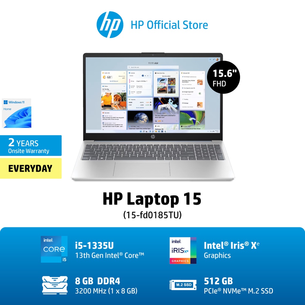 HP Laptop 15-fd0185TU/ Intel Core i5-1335U / 8GB/ 512GB / Win11 Home/ 2Yrs onsite Notebook