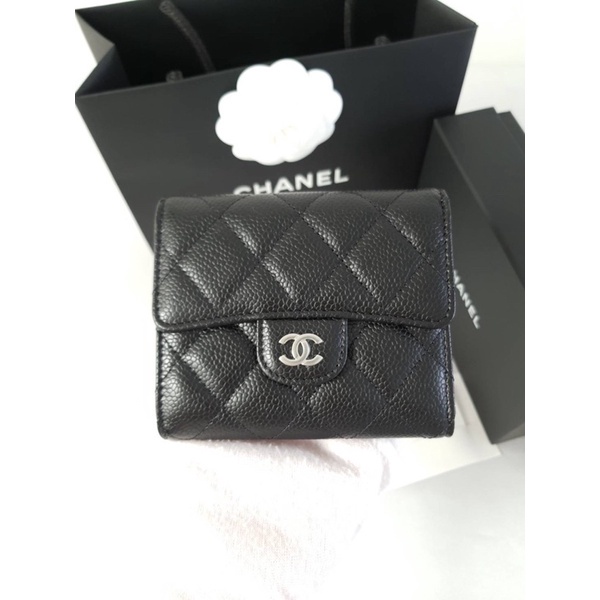 ของแท้ 100% ถูกที่สุด Chanel Trifold wallet SHW (ดำอะไหล่เงิน) Holo31xxxxxx