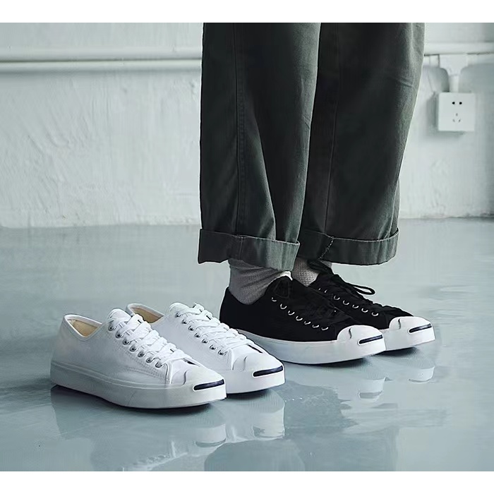【พร้อมส่ง แท้%】Converse ผ้าใบ Sneakers คอนเวิร์ส Jack Purcell Cotton Ox / Black/ White รองเท้า new