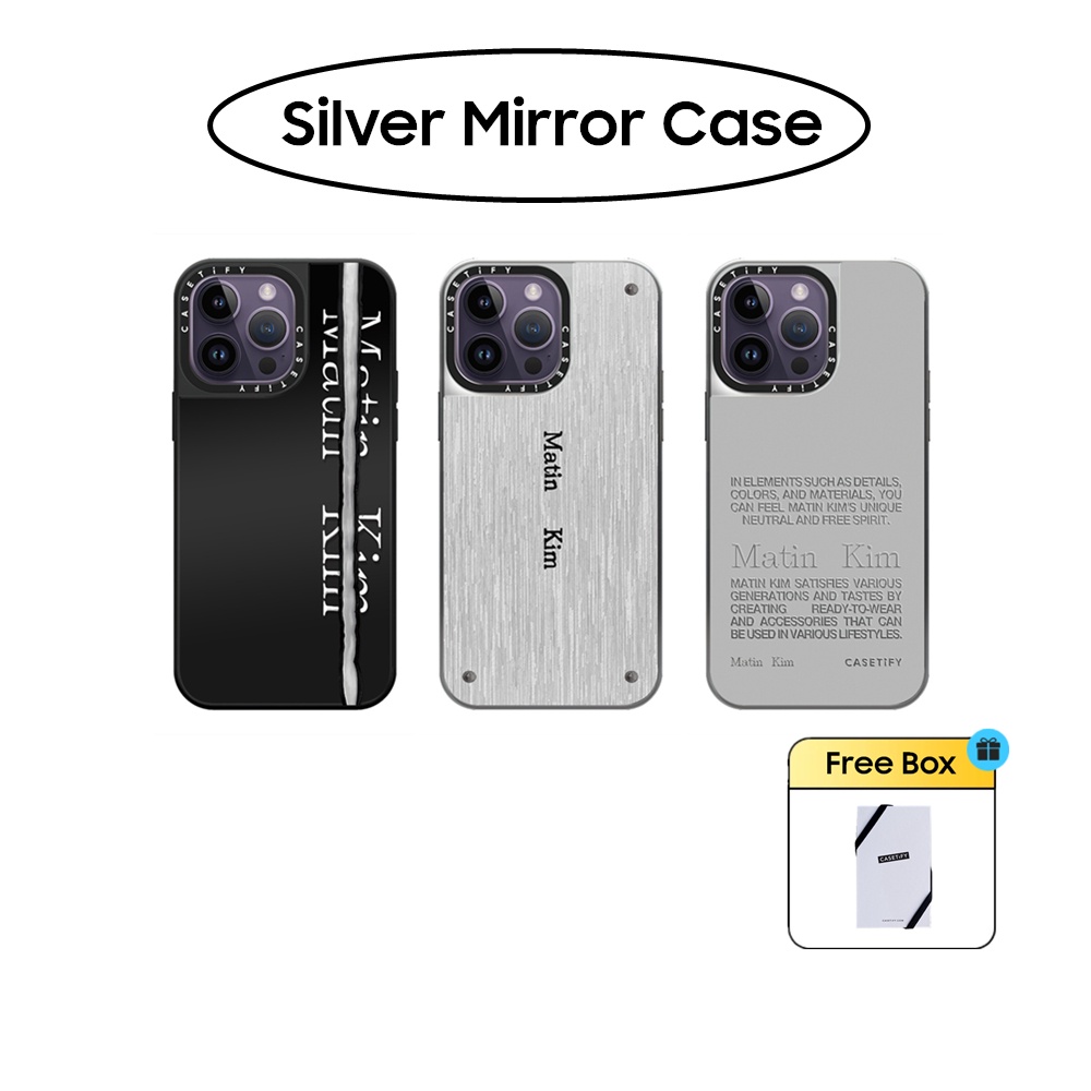 Casetify เคสโทรศัพท์มือถือแบบกระจกแข็ง ลาย Matin Kim Signature สีเงิน สําหรับ iPhone 11 12 13 14 15 Pro Max