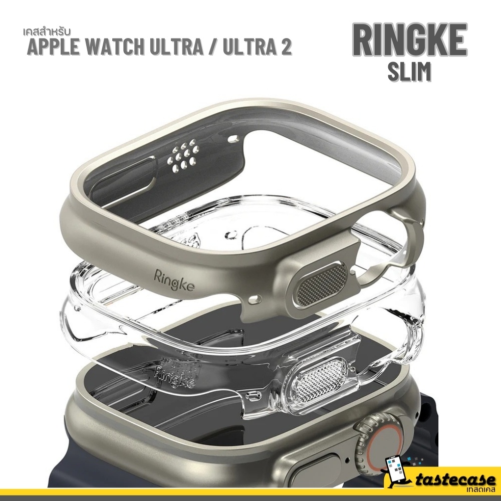 Ringke Slim เคสสำหรับ Apple Watch Ultra และ Apple Watch Ultra 2 ขนาด 49 mm. - Titanium Grey + Clear