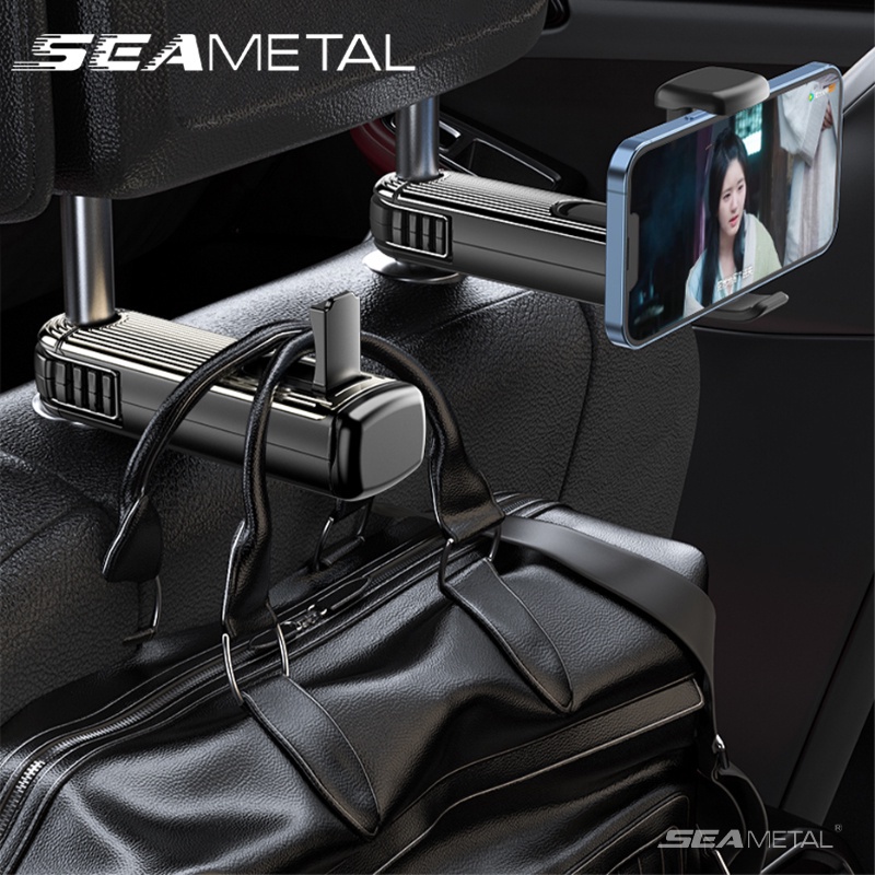 Seametal ตะขอรถยนต์ 360° ตะขอพนักพิงเบาะรถยนต์ ตะขอแขวนโทรศัพท์ ที่แขวนยึดโทรศัพท์ในรถยนต์ ที่แขวนเบาะหลังรถ