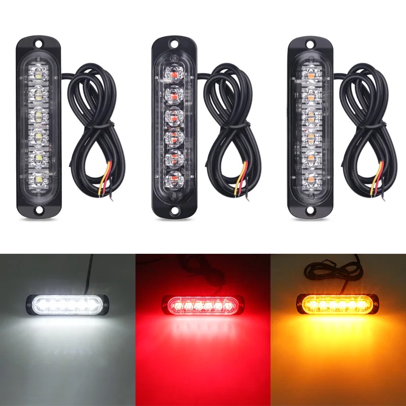 ไฟสัญญาณเตือน LED 6 ดวง 12-24v แบบบางพิเศษ สําหรับรถยนต์ รถบรรทุก รถจักรยานยนต์ SUV