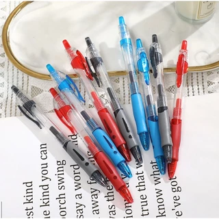 S0122 ปากกา หมึกเจล แบบกด มี3สี เขียนลื่น จับถนัดมือ มาใหม่ ด้ามใส มีกริป ปากกาลูกลื่น