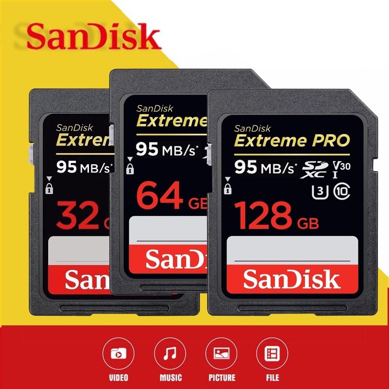 Sandisk การ์ดหน่วยความจํา SDHC Extreme Pro 32GB 64GB 128GB 95 MB/s U3 แบบพกพา