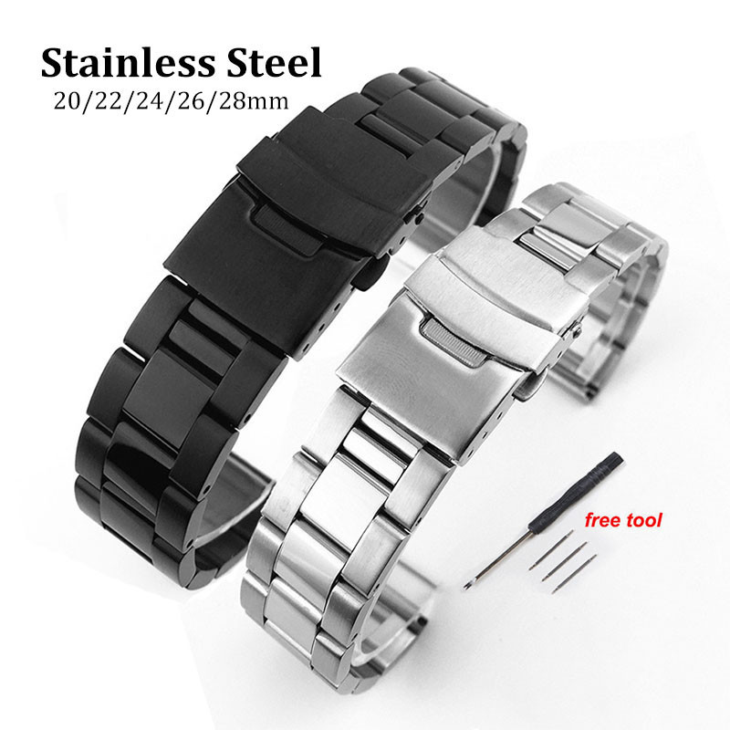 สายนาฬิกาข้อมือสเตนเลส 20/22/24 มม. 26 มม. 28 มม. สําหรับ Seiko