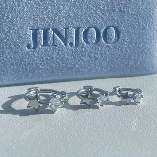 Jinjoo ต่างหูห่วงดาวประดับ ปุ๊กปิ๊ก มี 3 ขนาด 6,8,10 mm. luxury สง่างาม รหัส H82