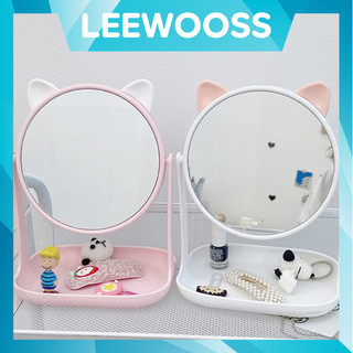 Leewoos  C6533 Cermin Motif Telinga Kucing  Cute Standing Mirror Make Up  Stand Mirror Meja Rias