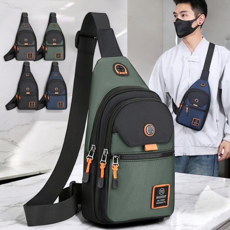 YXIN, สินค้าพร้อมส่ง กระเป๋าคาดอกผู้ชาย-รูปแบบหลายชั้น กระเป๋าสะพายหลังกันน้ำ กระเป๋าแฟชั่นทรงสุดเท่ห์ ราคาสุดประหยัด