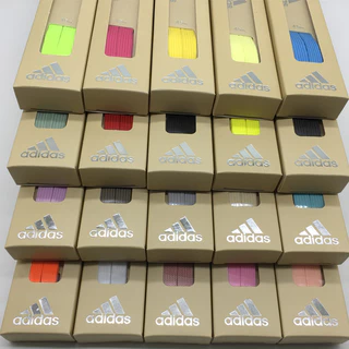 เชือกผูกรองเท้า Adidas ปรับให้เข้ากับรองเท้าผ้าใบ Shell Toe Clover สีขาวบริสุทธิ์สีดําหญิงชายเชือกผูกรองเท้าสีขาวแบนดั้งเดิม
