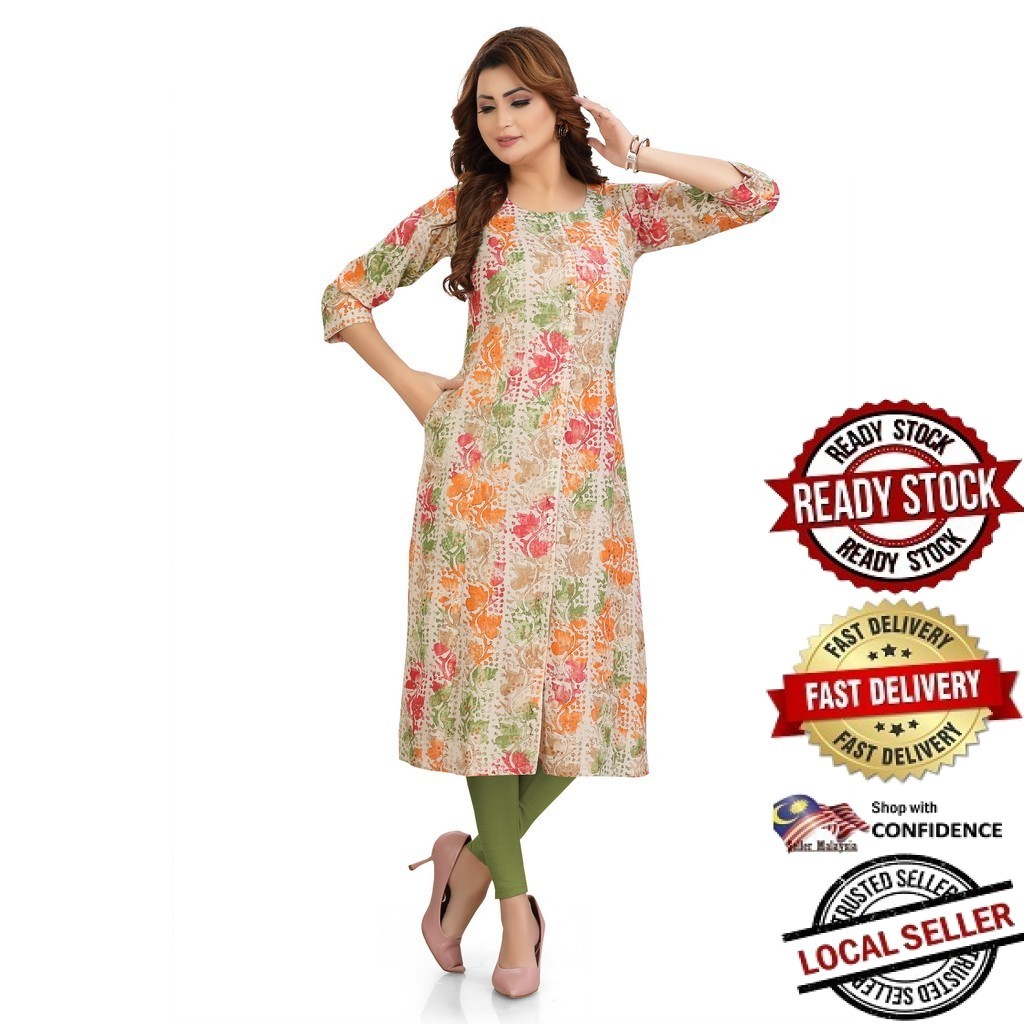 Kurti Indian Women Kurtis Top Saree Sari Punjabi ชุดสําเร็จรูป Kurti UD1935PG