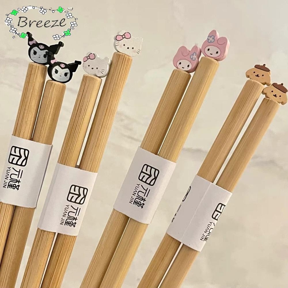 Breeze ตะเกียบยาว, ตะเกียบก๋วยเตี๋ยวไม้ Sanrio, การ์ตูน Purin Hello Kitty Tableware หม้อร้อนกันลื่นใช้ตะเกียบเครื่องมือทําอาหาร